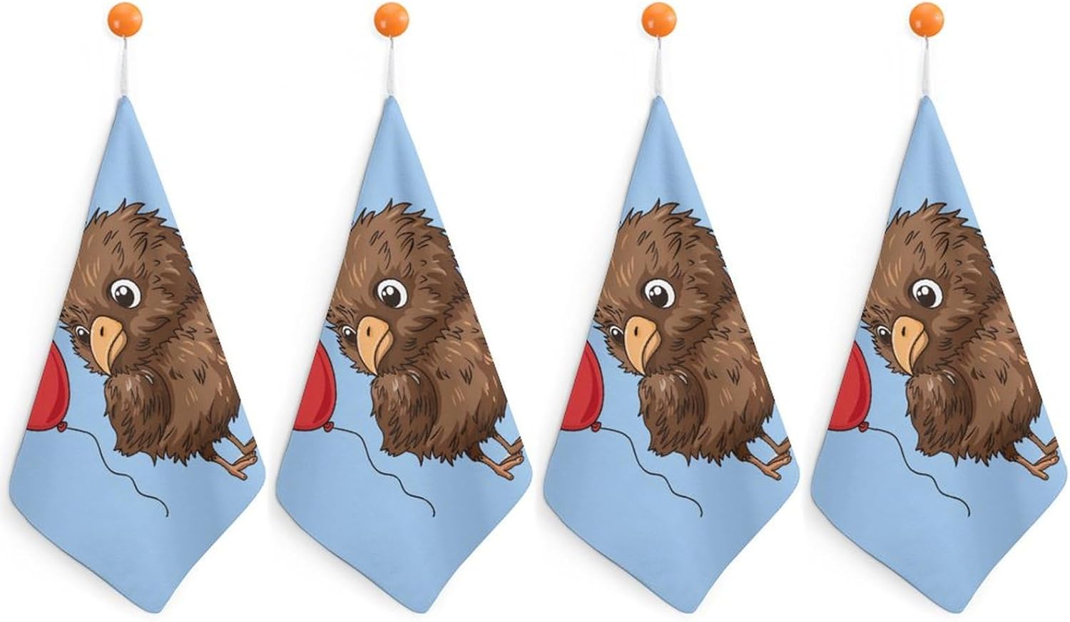 Kiwi Bird Hand Towels for Bathroom Kitchen Towels Small Towel Handkerchiefs with Hanging Loop 4PCS