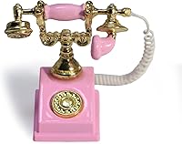 Vista 13 de Teléfono de casa de muñecas 1:12 en miniatura, modelo de teléfono giratorio, decoración de escritorio, accesorios retro para casa artificial sala