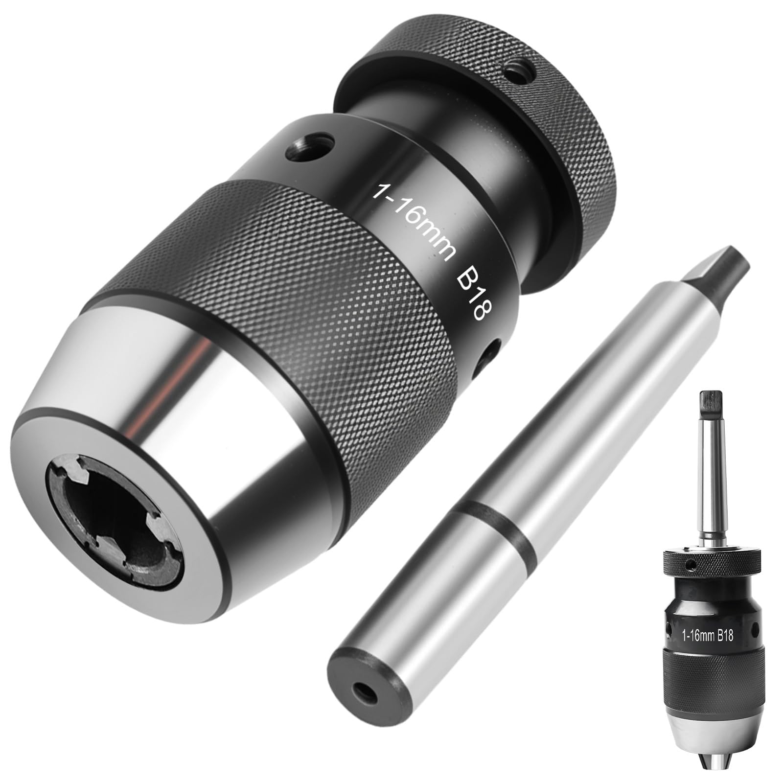 Portabrocas sin llave B18 (1-16 mm) con mandril cónico MK2/MT2, mini portabrocas de precisión MK2/MT2 para torno, taladro, torno
