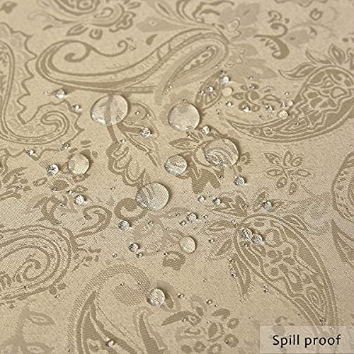 Sastybale Rectangle Tablecloth,Jacquard Wrinkle Free Spill-Proof Washable Polyester Damask Table Cloth For Dining Room Kitchen Party Home Indoor And Outdoor Use,52 X 70 Inch Flax #TOP2