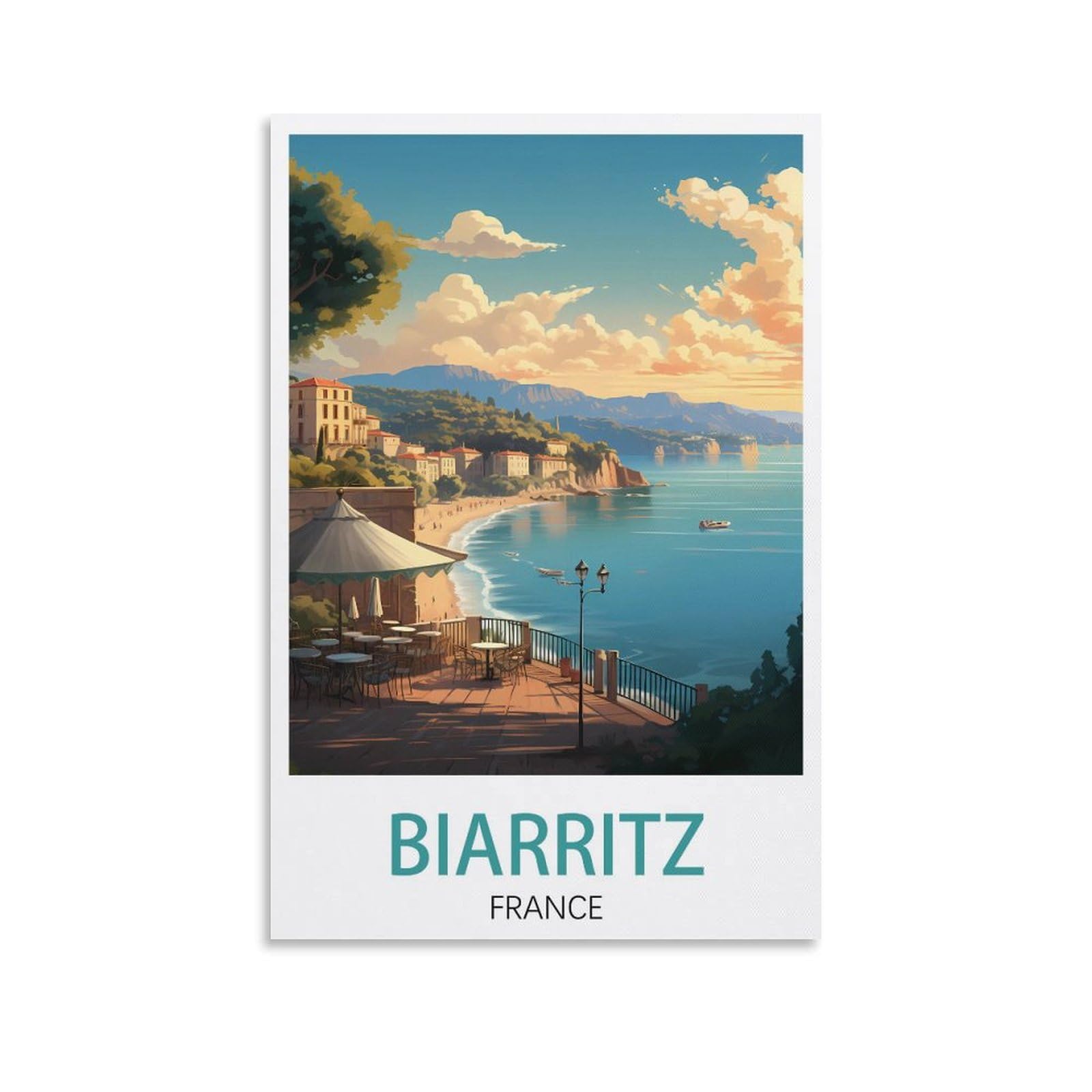 EZMLFA 5D Diamond Art Kits for Beginner,Biarritz Frances Landscape Crystal Rhinestone Embroidery Craft Kits for Home Wall Decor Gifts, 50x60cm