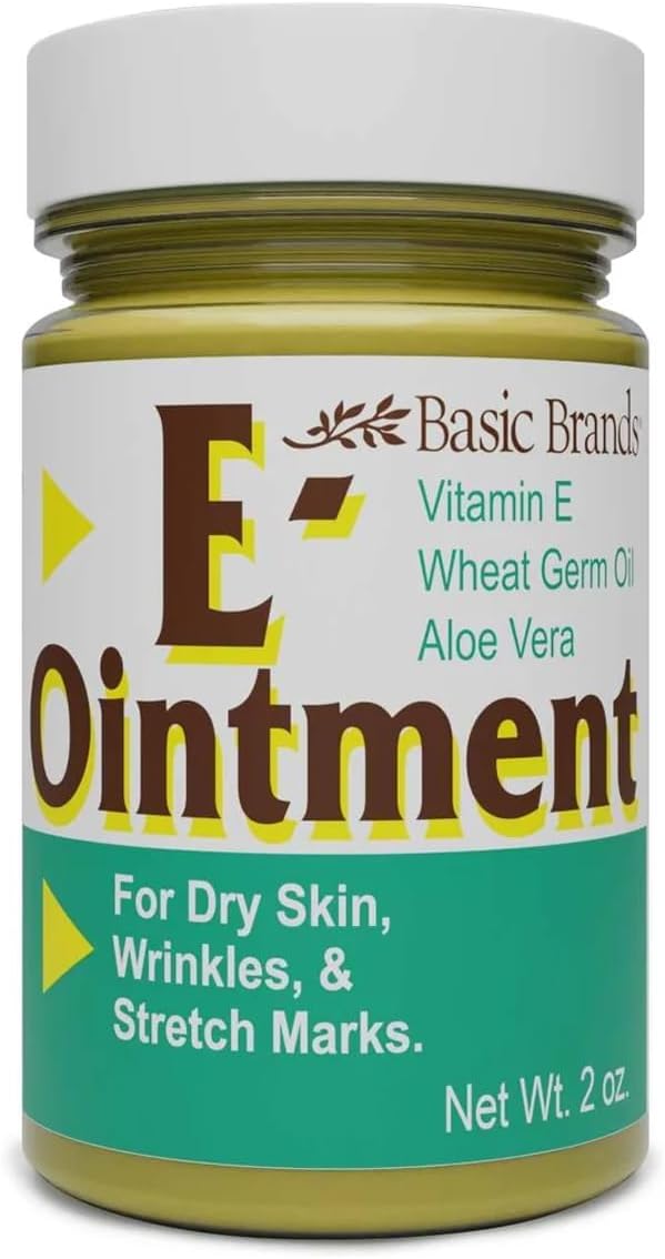 Basic Brands Vitamin E Ointment, 2 oz – Moisture Enhancing – Helps Reduce Appearance of Scars, Stretch Marks, Fine Lines & Wrinkles (Pack of 1)