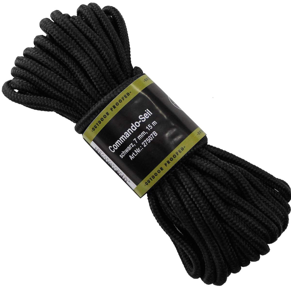 MFH Rope 7mm Cargo Versatile Wire 15m Hunting Fishing Crafting Binding Black
