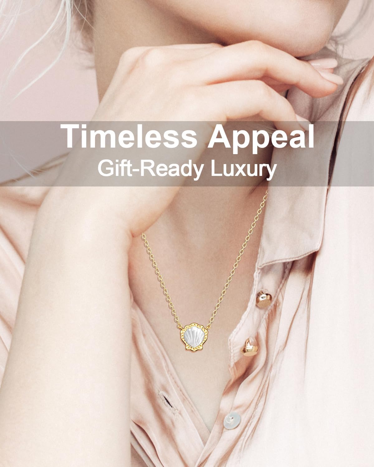 AICase 18K Gold Plated Pendant Necklace for Women,Shell Ivory Mother Of Pearl Fashion Dainty Jewelry,Anniversary Birthday Gifts for Women/MoM/Sister/Friends/Her/Wife/Grandma/Coworker - Image 5