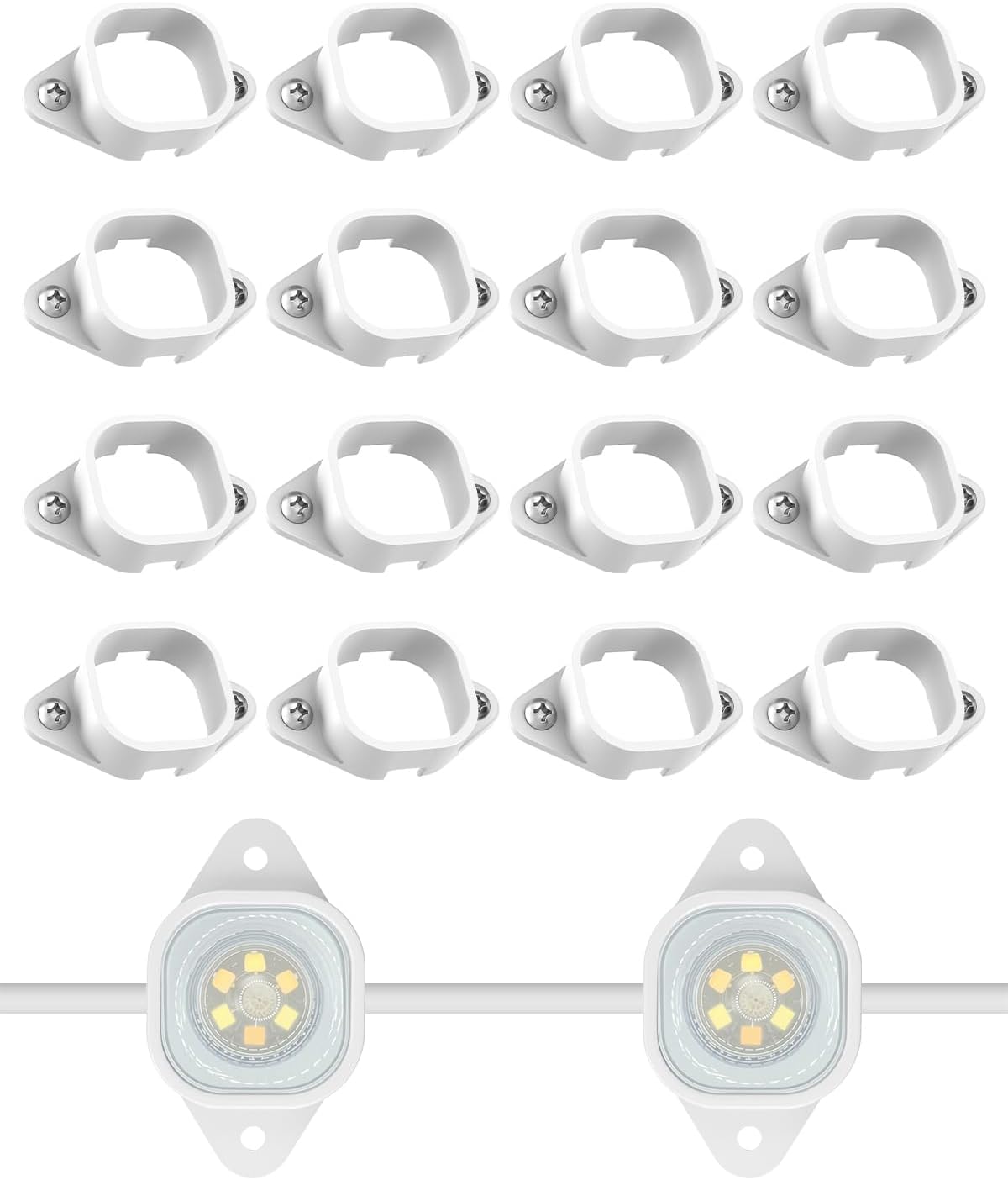 Light Clips Compatible with Govee Pro Outdoor Lights H706, Screw Fixed Mounting Brackets, Black Clips for Permanent Outdoor Light Extension (White 90)