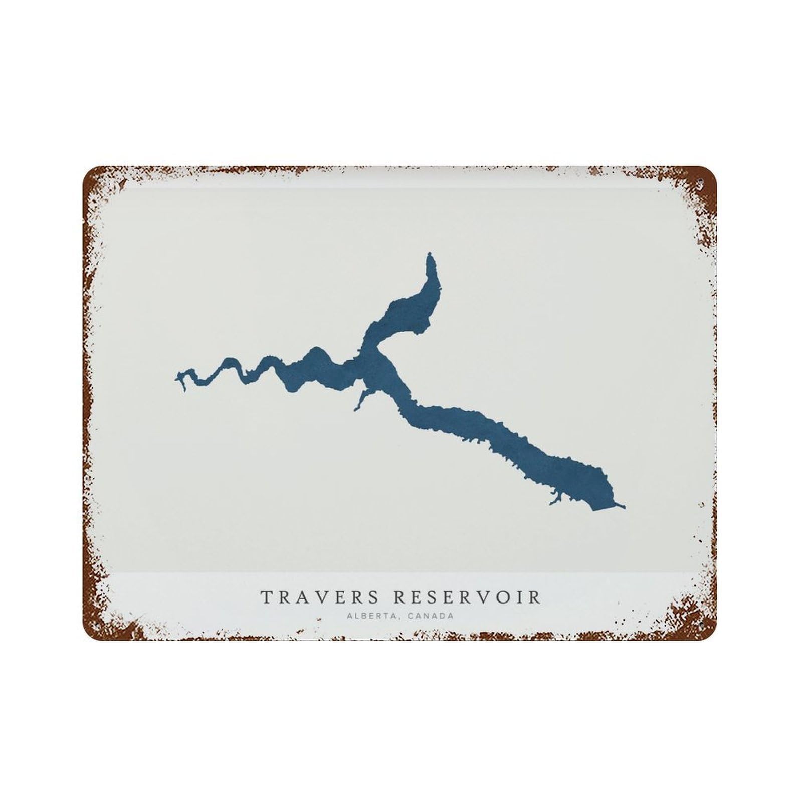 xiaoxiaoshen Travers Reservoir Lake Map Alberta Canada Wall Decor Art Metal Tin Poster Modern Home Decor Art Home Bar Shop Decorations Vintage Sign 30x40cm
