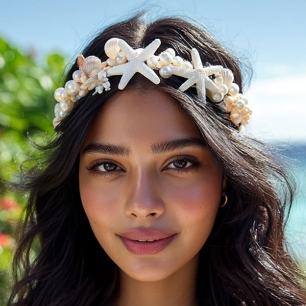 Mermaid Seashell Headband Starfish Crown Headpiece Under the Sea Hair Accessories for Women - Image 5