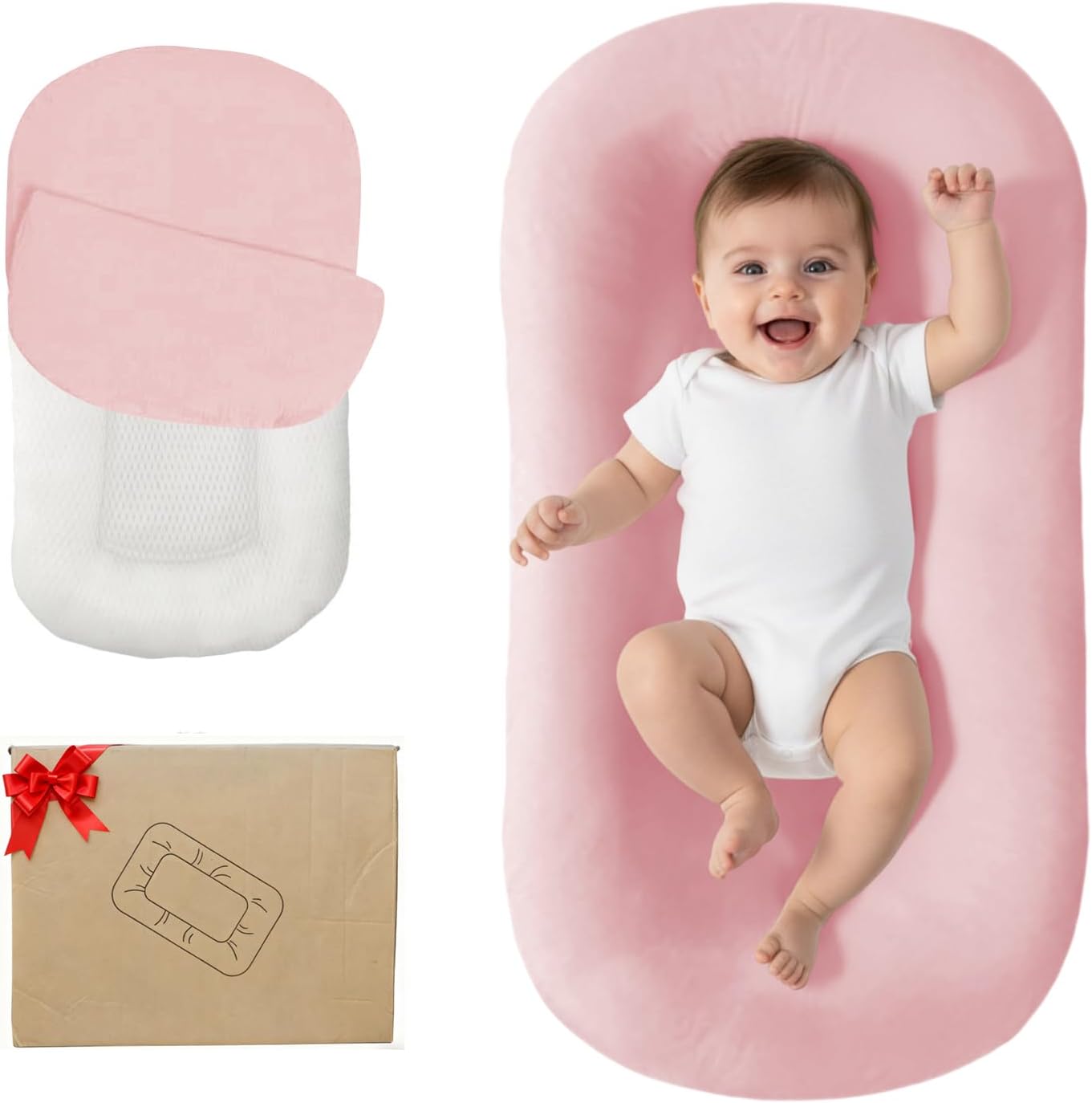 Baby Lounger for Newborn 0-24 Months Soft Cotton Infants Support Cushion