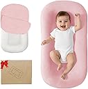 Lucakuins Baby Lounger, Bionic Design Baby Lounger for Newborn 0-24 Months, Soft Organic Cotton Breathable Lounger for Infants (Pink Newborn Lounger)