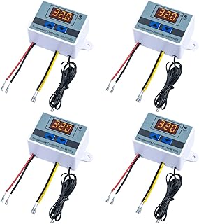 4 PCS XH-W3001 Thermostat Switch Digital LED Temperature Controller with Waterproof Probe Heating Cooling Electronic Programmable Thermostat DC12V 10A 120W Range from -50℃ to 110℃