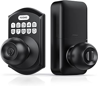TEEHO TE003 Keyless Entry Door Locks with Keypads - Keypad Lock with Handles - Combination Front Lock with Door Knob - Auto Lock - Easy Installation - Matte Black