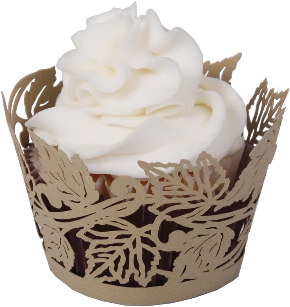 Autumn Regular Cupcake Wrapper, Gold Shimmer, 12 pack