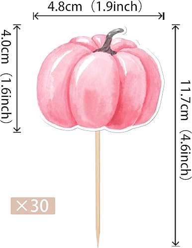 Miniatura 16 de 24 piezas de calabaza Oh Baby Cupcake Toppers Glitter Heart Feet Baby Shower Cupcake Picks para otoño, Acción de Gracias, tema de otoño, baby