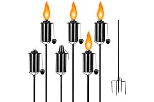 6 Packs Metal Garden Torches for Outdoor Peaceful Nights