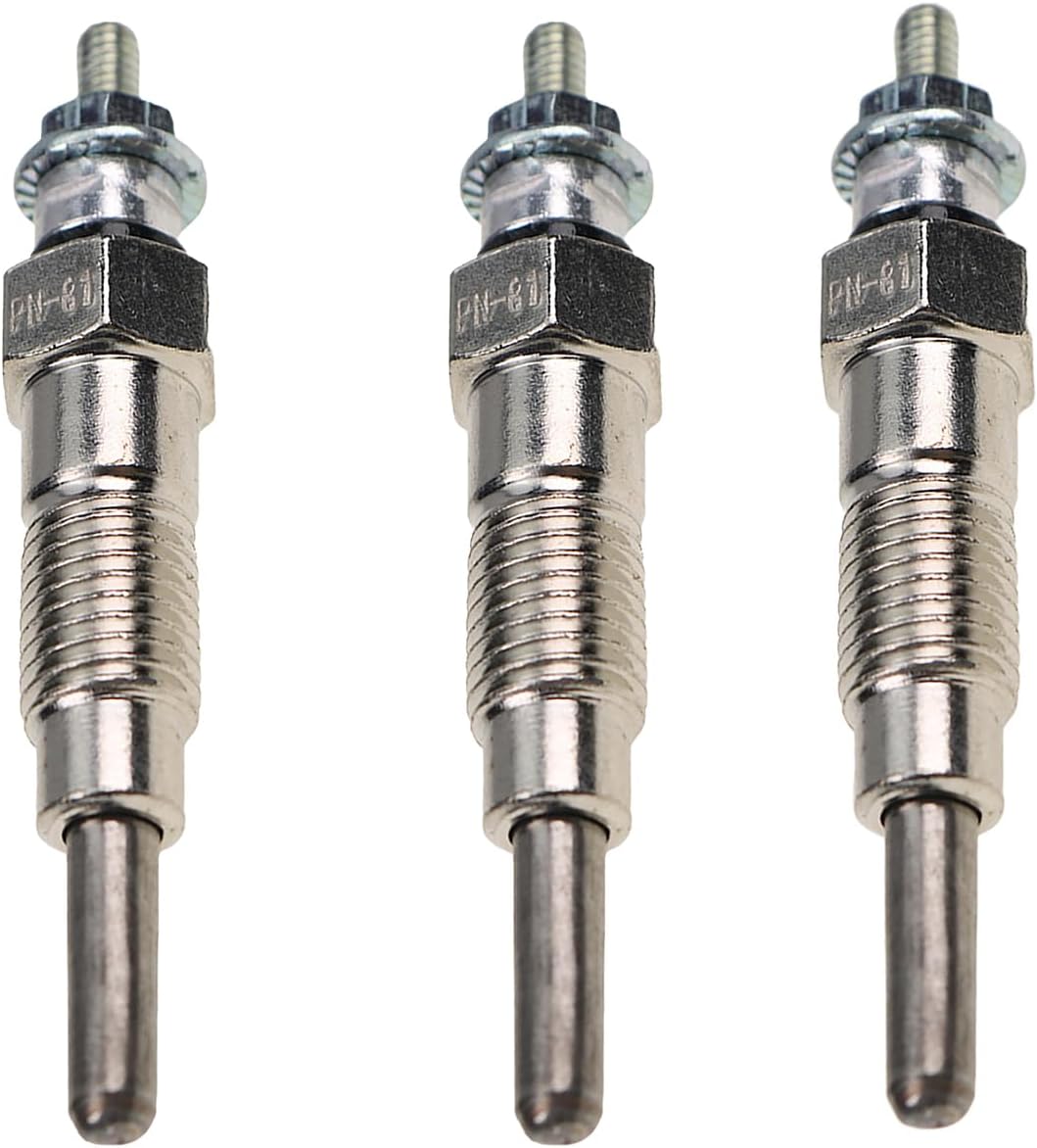 FridayParts 3 PCS Glow Plug 15261-65510 1526165510 Compatible for Kubota V1502 V1702 V1902 Engine B5100D B5100E B6100D B6100E B7100D Replacement