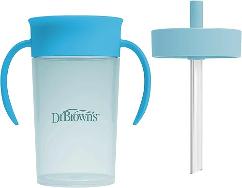 Miniatura 11 de Dr. Brown's Milestones - Juego de vasos de entrenamiento convertible para niños pequeños con popote de silicona intercambiable y tapas de taza