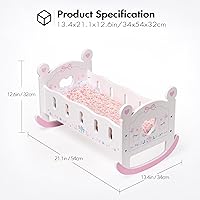 Vista 6 de ROBUD Cuna de Madera para Muñecas de Bebé, Juguetes de Cama para Muñecas de Bebé, para Muñecas de Hasta 18 Pulgadas, Accesorios para Muñecas