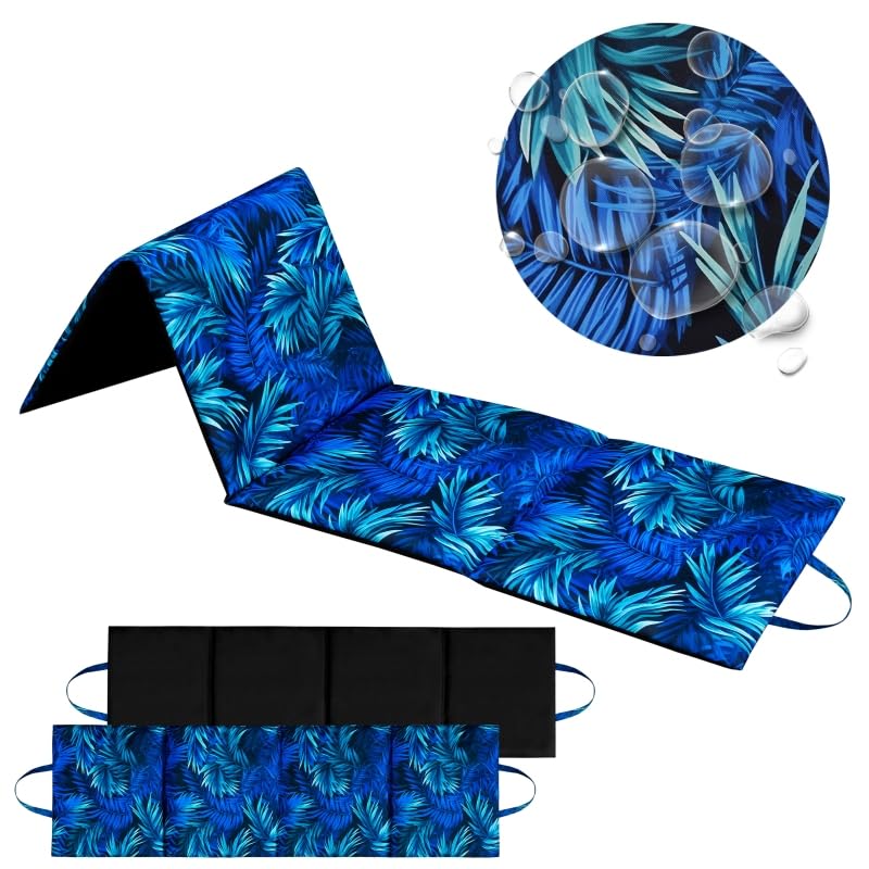 Faltbare Strandmatte 180x50 cm - Wasserabweisend, Komfortable Polsterung - Leicht & Platzsparend - Ideal für Strand, Picknick, Garten & Camping - Made in Poland - Robust und Praktisch - Blue Passion