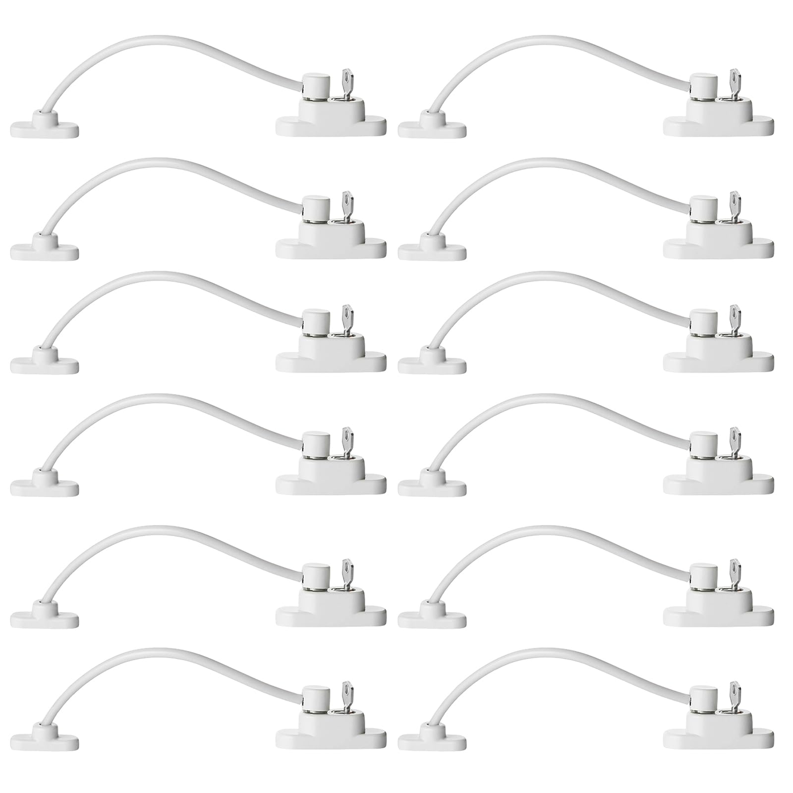 Nihuifdpy 12Pcs Window Door Restrictor Security Lock, Child Baby Security Wire Cable With Screws Keys, Self Adhesive For Upvc No Drilling Window Locks, Pet Child Safety Cable Lock For Childproof (12Pcs)