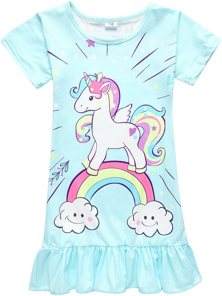 BelovanceGirls Unicorn Nightgowns Night Dress Princess Pajamas Toddler Kid Sleepwear Homewear 3-10Y