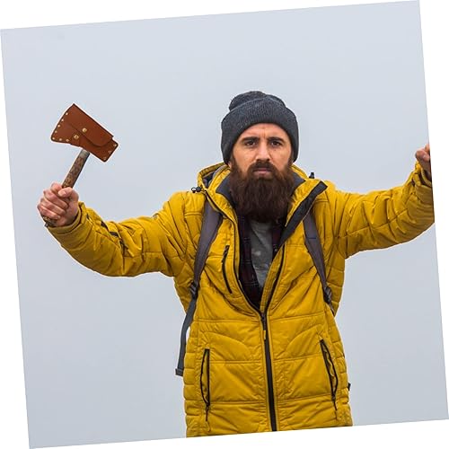 Miniatura 2 de DOITOOL Funda de cuero hacha de cuero de cuero herramienta de cuero cubierta de camping funda portátil hacha cubierta protectora suministro de cuero