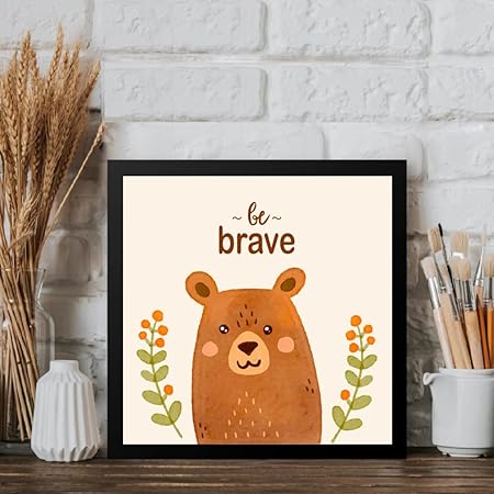 Gathari Motivational Quotes Wall Art Painting for Kids, Framed Paintings For Home Office Decor Be Brave 7x7 inches