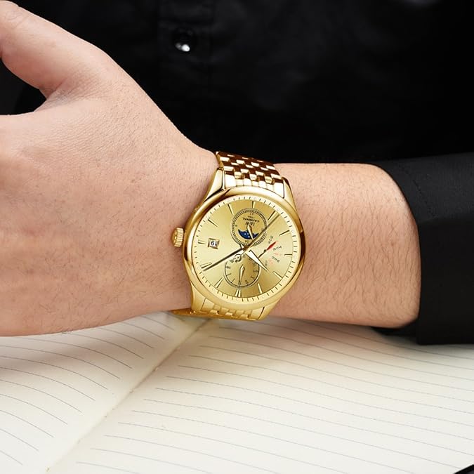 TEINTOP I&w Men's Complications Automatic Mechanical Watch (Gold)