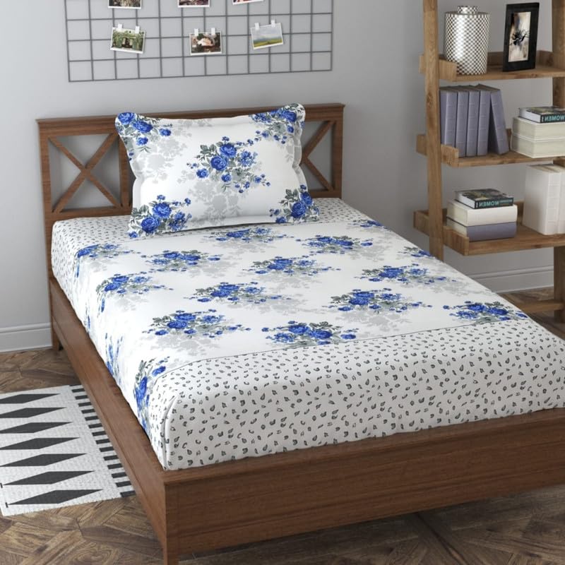 Shivi Creation Prime Collection 160 TC Glace Cotton Supersoft Single Bedsheet with 1 Matching Pillow Cover (Multicolour, Size 60 x 90 Inch) - Blue Guldasta 3 - Gold Single (B0D8F6ZTD2) Amazon Price History, Amazon Price Tracker