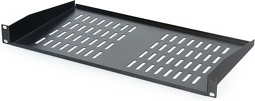 Miniatura 5 de SimpleCord Estante voladizo de acero enrollado, bandeja universal ventilada de 1U compatible con gabinetes de servidor de red de 19 pulgadas y