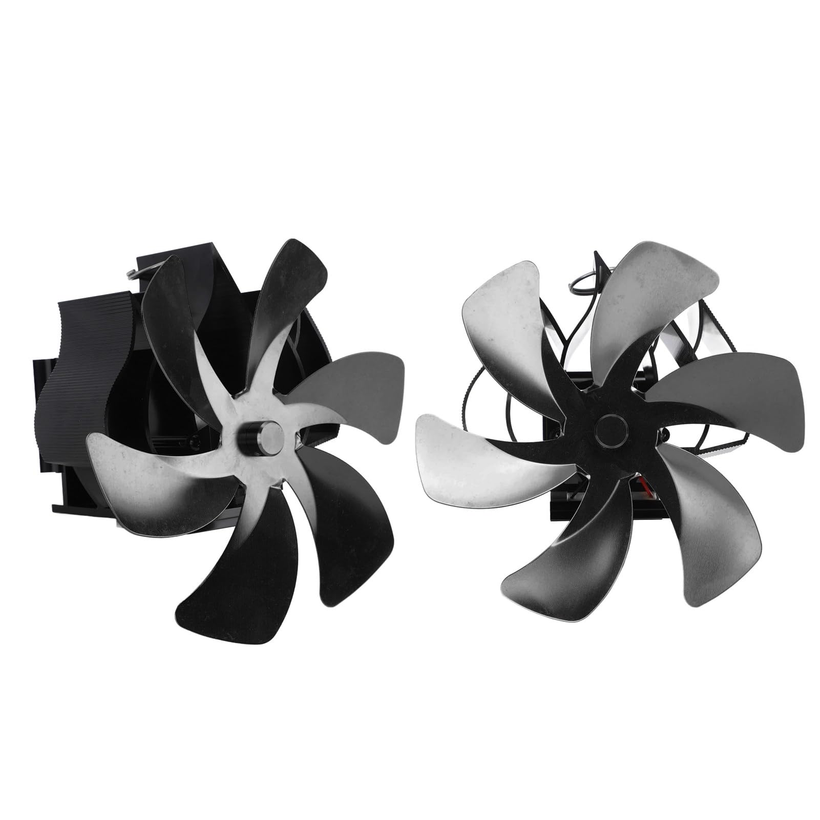 Yosoo Health Gear Ventilatore per Stufa a Legna, Ventilatore per Camino con Tubi in Lega di Alluminio con 6 Pale, Design Sospeso Alimentato a Calore, Circolazione dell'Aria a Basso Rumore per (BLACK)