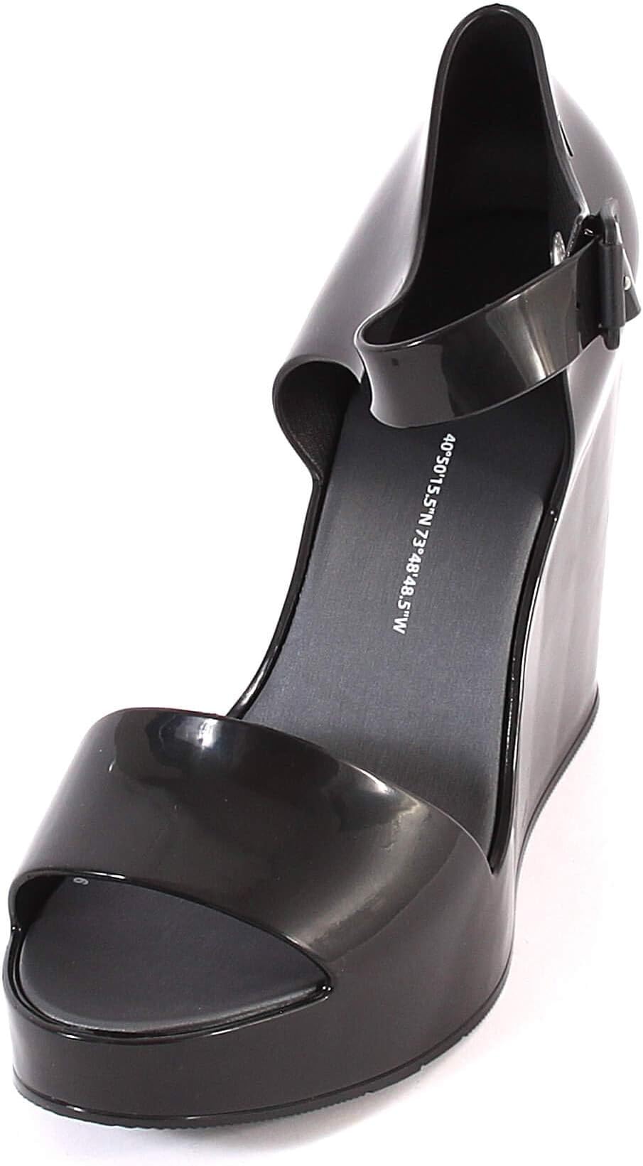 Melissa Women's Mar 20 Melflex Plastic Buckle Wedge Black