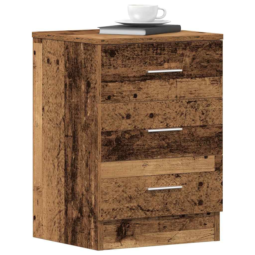 vidaXL Mesitas Noche 2uds Madera contrachapada Madera Vieja 38x35x55cm, mesita de Noche, Mueble de Cama, Mesa Auxiliar para Dormitorio
