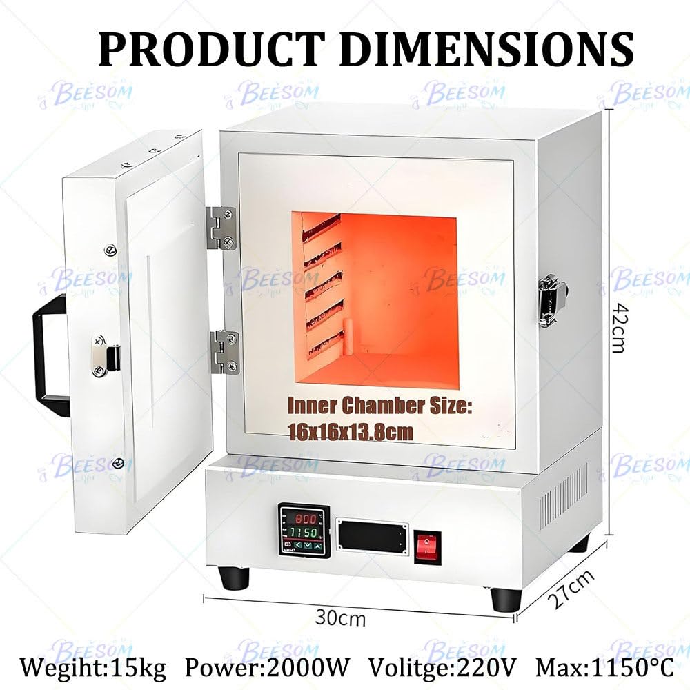 Horno Ceramica 2000w,Horno Mufla Eléctrico De Resistencia,1150°c Alta Temperatura,para Tratamiento Joyas,Vocción Cerámica Y Laboratorio
