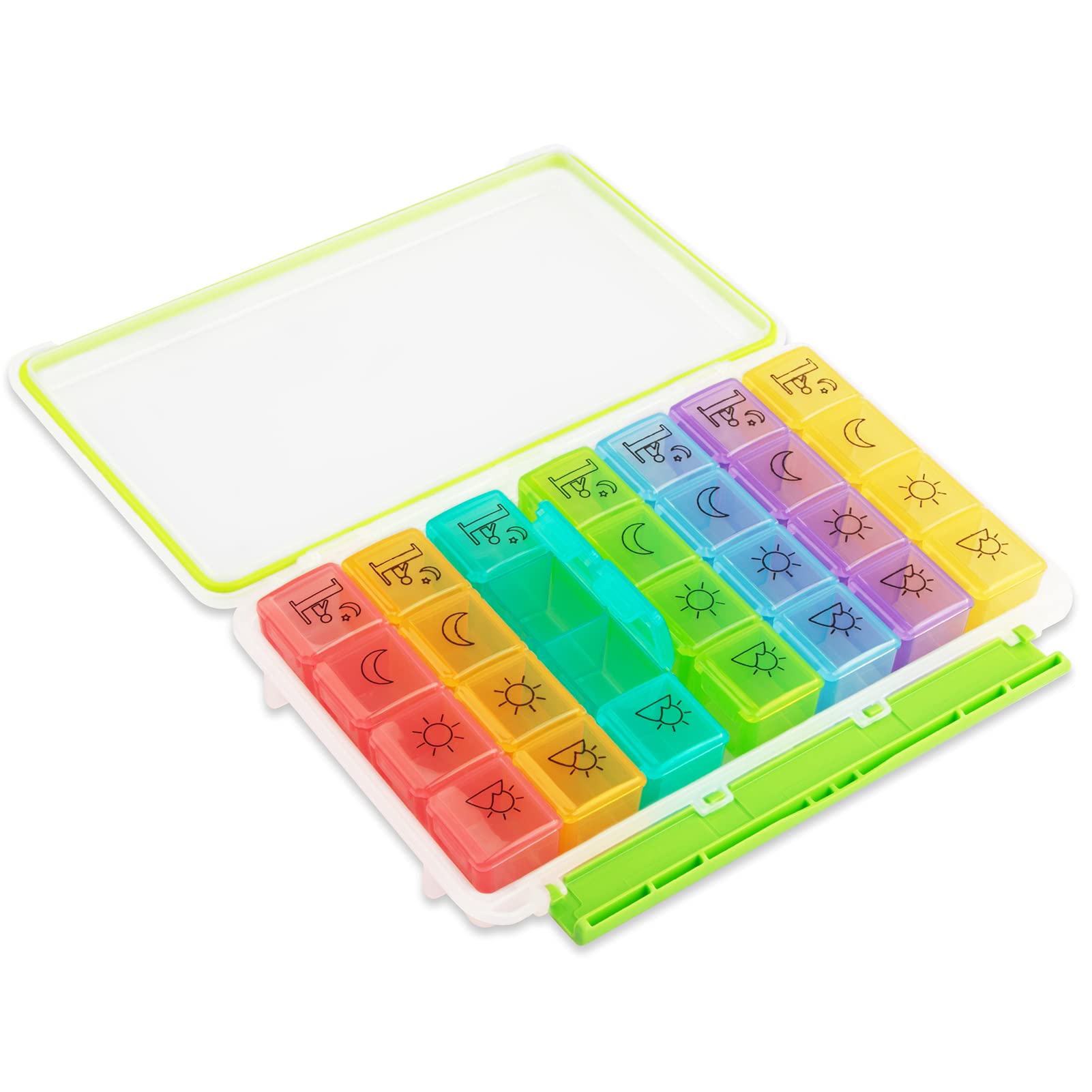 Weekly Pill Organizer,28 Compartments Removable Portable Travel Pill Box(4times-7days),Pill Case with Moisture-Proof Function for Hold Vitamins, Fish Oil, Medicine