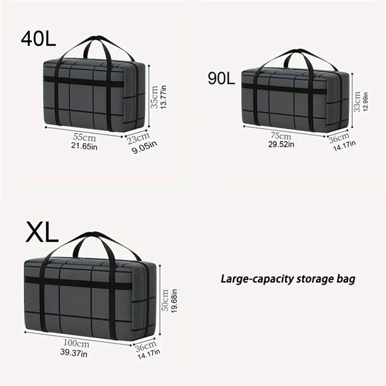 Bolsas Mudanza Bolsa de almacenamiento de ropa de mano de gran capacidad | Organizador de guardarropa de bolsas de embalaje de tela no tejida plegable a prueba de polvo(75x36x33-3PC)