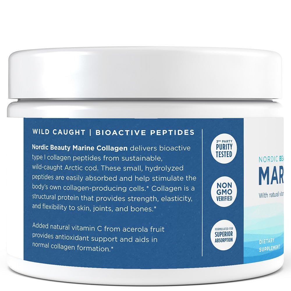 Nordic Naturals Nordic Beauty Marine Collagen Powder, Strawberry - 5.29 Ounces - Collagen Powder Supplement for Healthy Skin, Joints, and Bones, Vitamin C for Antioxidant Support - 30 Servings — Amazon image 7