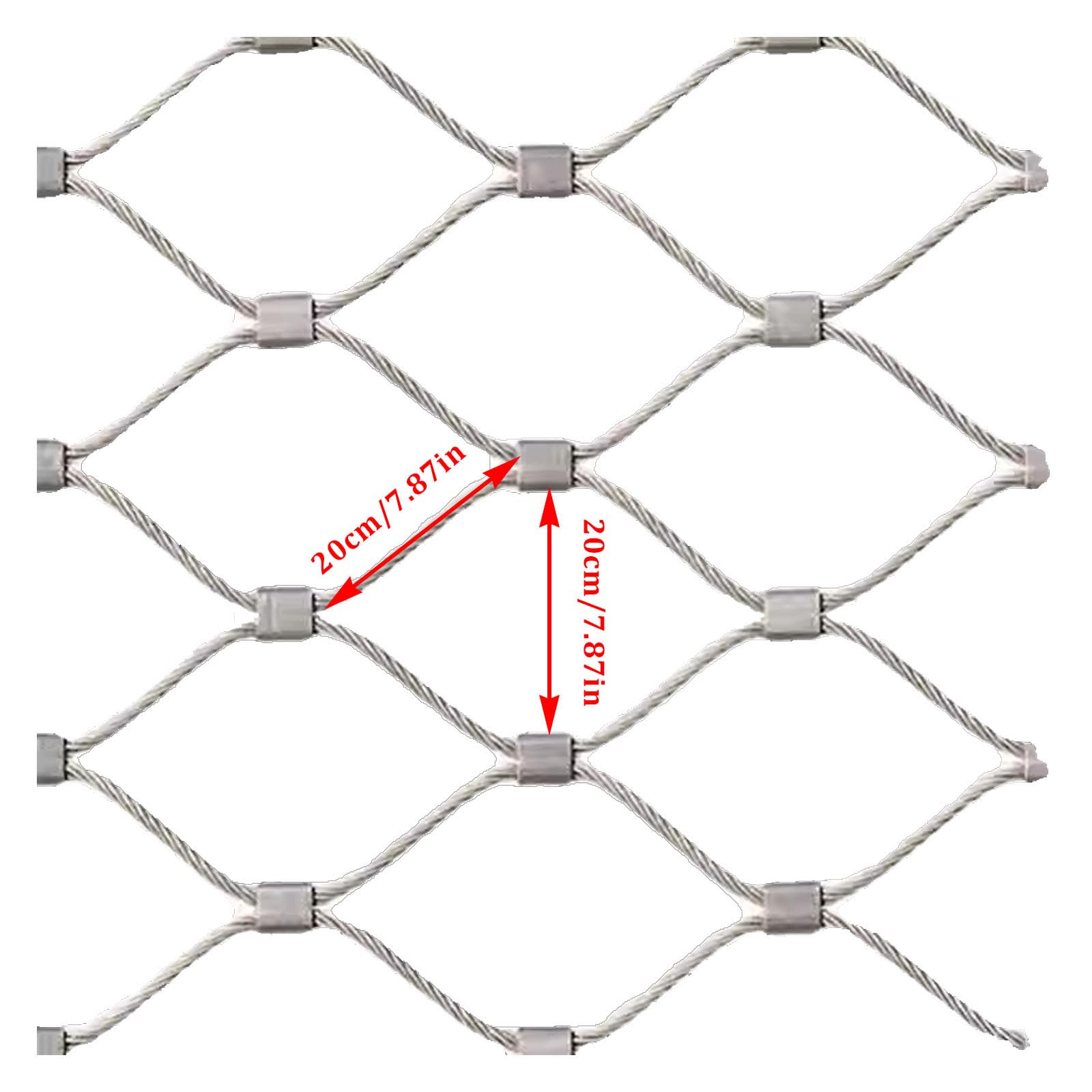 Cable flexible para balaustrada de malla anticaídas, cuerda de alambre segura para balcón y escaleras, protección de jardín, aves de corral, gallinas (agujero de 100 x 300 cm, 20 cm)
