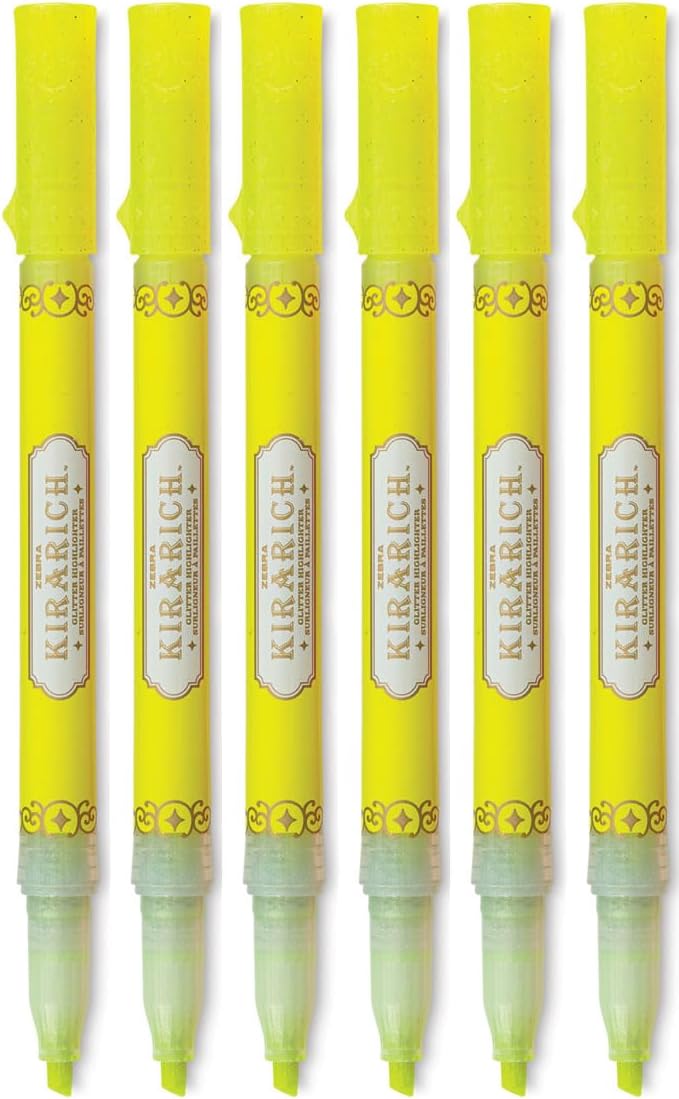 Kirarich Glitter Highlighter Yellow 6 Pack;