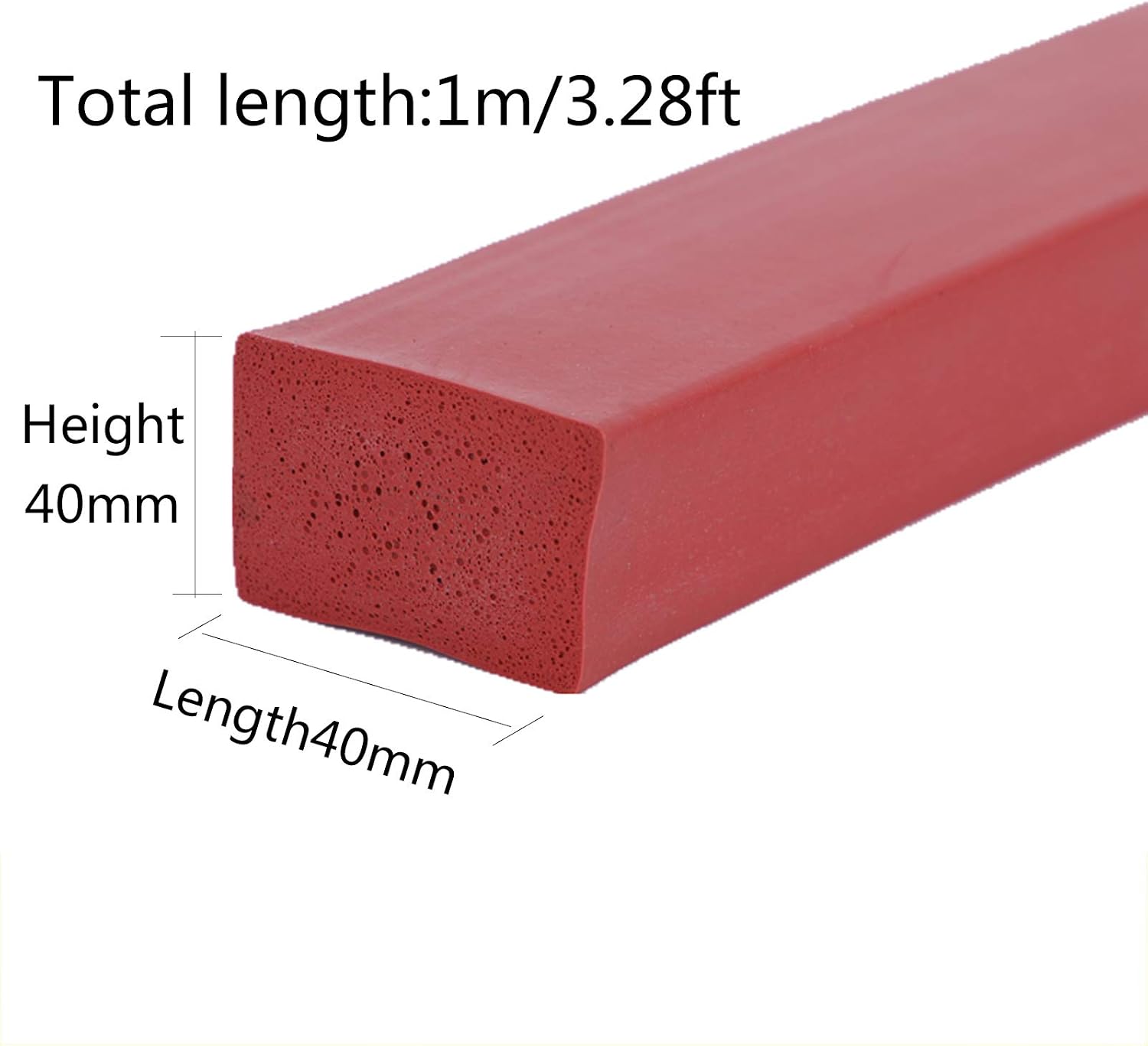Rubber Weather Sealing Strip Seal Strip Silicone Foam Tape Sponge 1m/3.28ft for Shower Toilet Kitchen Wall Sealing and Decoration 40X40MM 40X40mm (40X40mm)