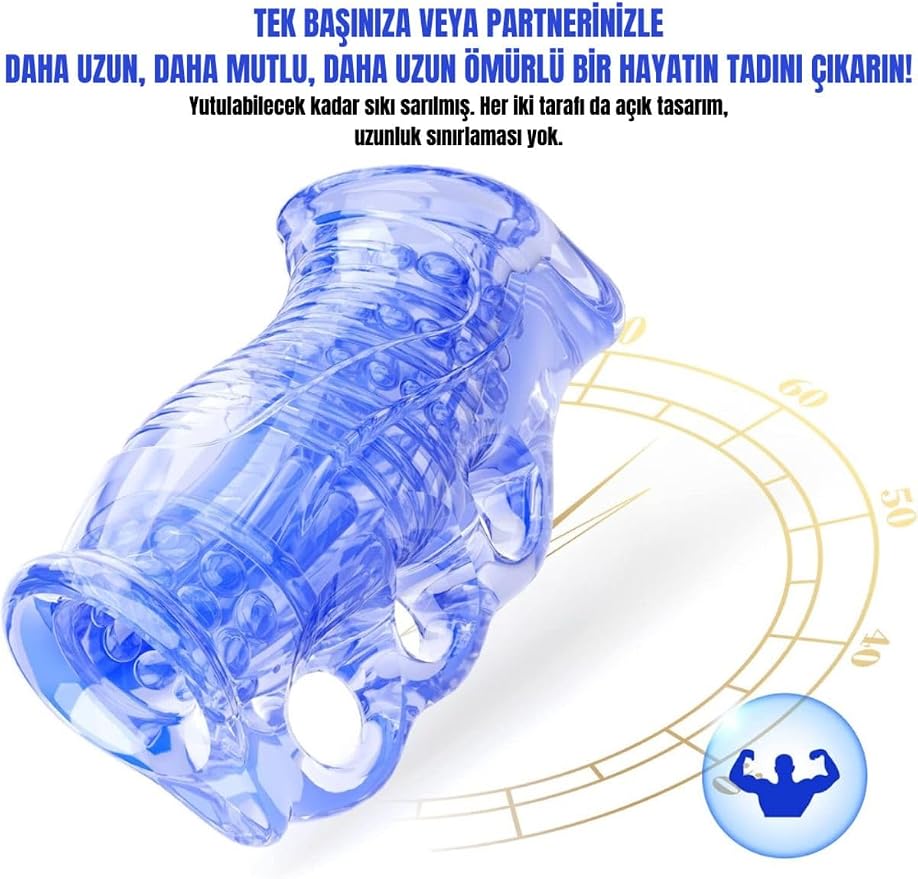 Sens Erkek Mastürbasyon Eğitim Cihazı, Tırtıklı Stroker, Boncuklu İç Kanal, Kolay Tutuşlu Parmak Deliği, Esnek Yumuşak Malzeme, Derin Boğaz ve Emiş Masaj Özellikli Penis Eğitici Mastürbatör Men Toys