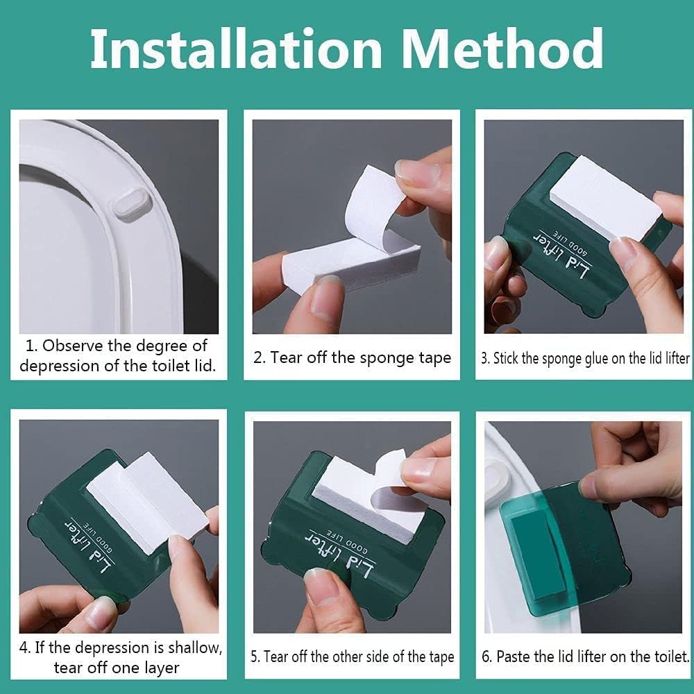 2 Pcs Blue and Green Toilet Seat Handle, Lid Lifter, Toilet Cover Lifter, Toilet Seat Lifter, Toilet Cover Support Lifter, Suitable For Families, Offices And Hotel Bathrooms, Plastic Material 70x60 mm