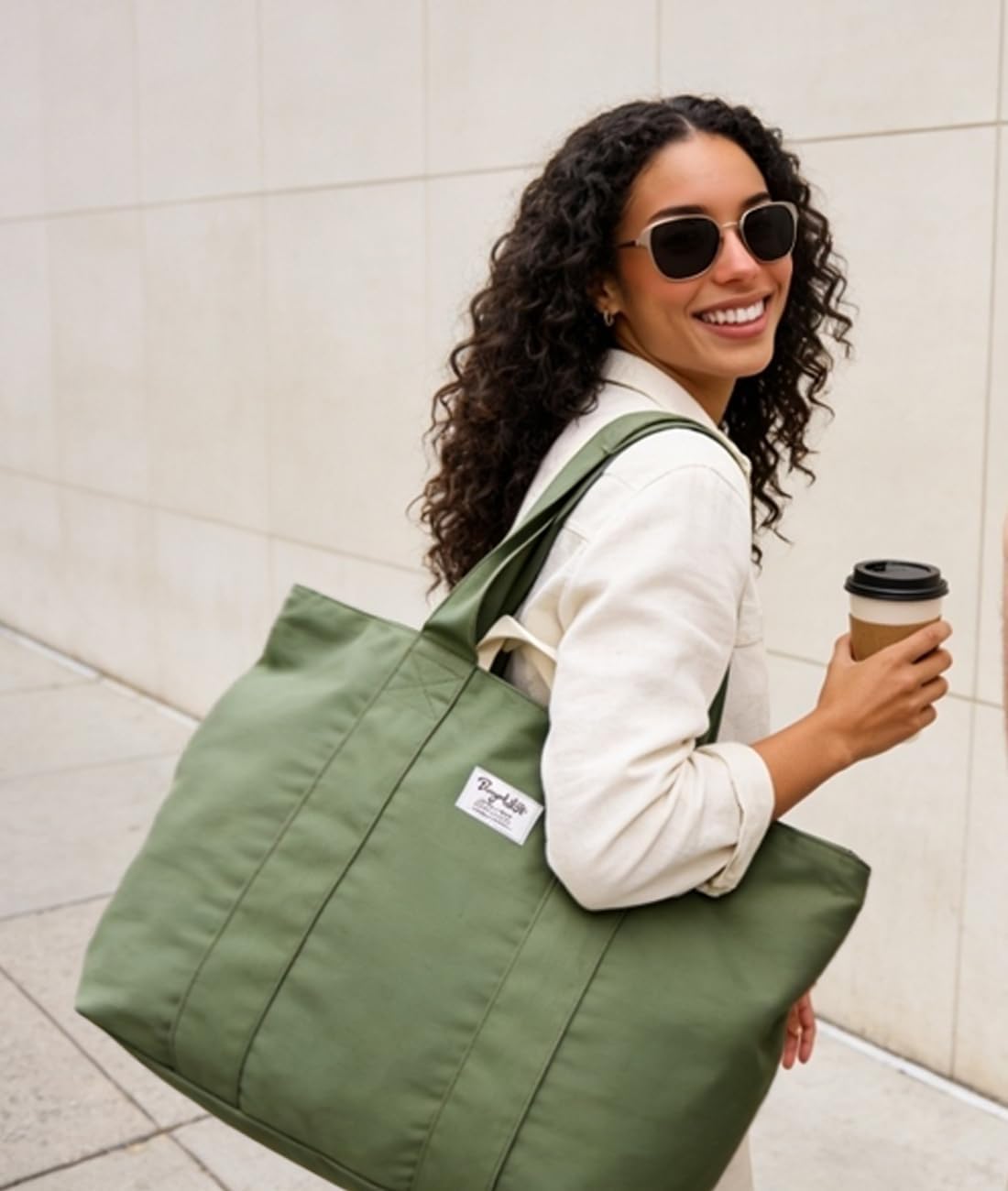 22'' 50L 100% Cotton Oversized Travel Tote Bag for Women - Tear-Resistant, Overnight/Weekend/Beach Bag - Image 2