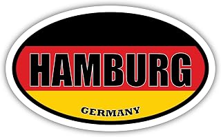 Hamburg Germany Flag Oval Decal Vinyl Bumper Sticker 3x5 inches