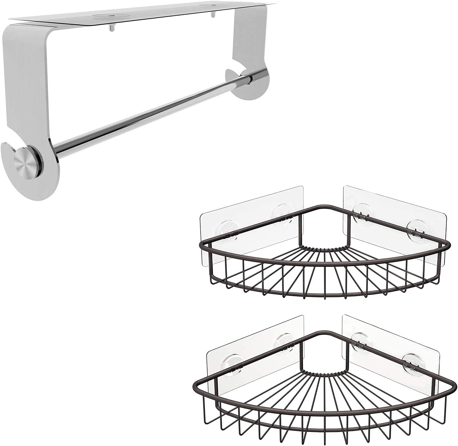 SMARTAKE Paper Towel Holder Silver with Adhesive Bundle with SMARTAKE 2Pack