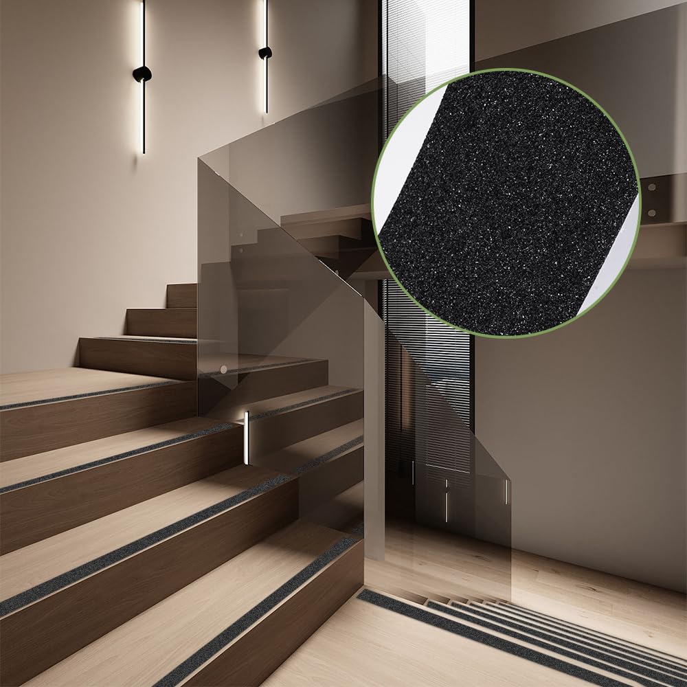 Gebildet 2-in-1 Anti-Rutsch-Leuchtband Schwarz – 5cm X 5m Selbstklebendes Sicherheitsklebeband Für Treppen