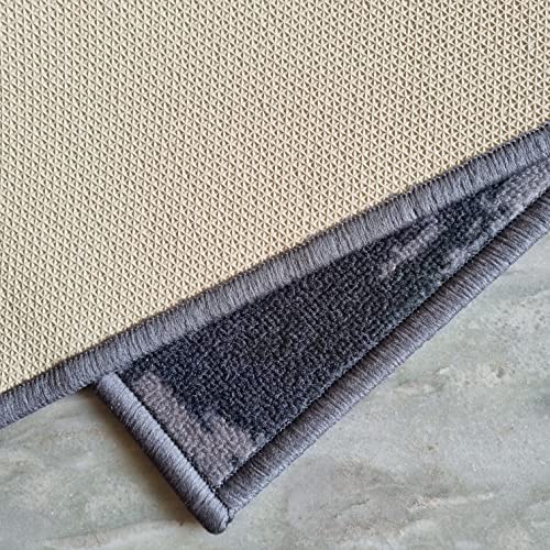 Image of Matz&More Anti Slip Kitchen Runner & Doormat Combo (50x120cm + 40x60cm), Nylon Tufted Floor Mat with Rubber Backing, Carpet for Kitchen, Hallway, Bedroom, Bathroom, Entrance & Bedside, Abstract Blue