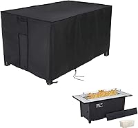 Vista 15 de Cubierta rectangular para hoguera de 56 pulgadas, cubierta de mesa para fogata de gas propano, impermeable para exteriores, 56 x 27 x 15 pulgadas