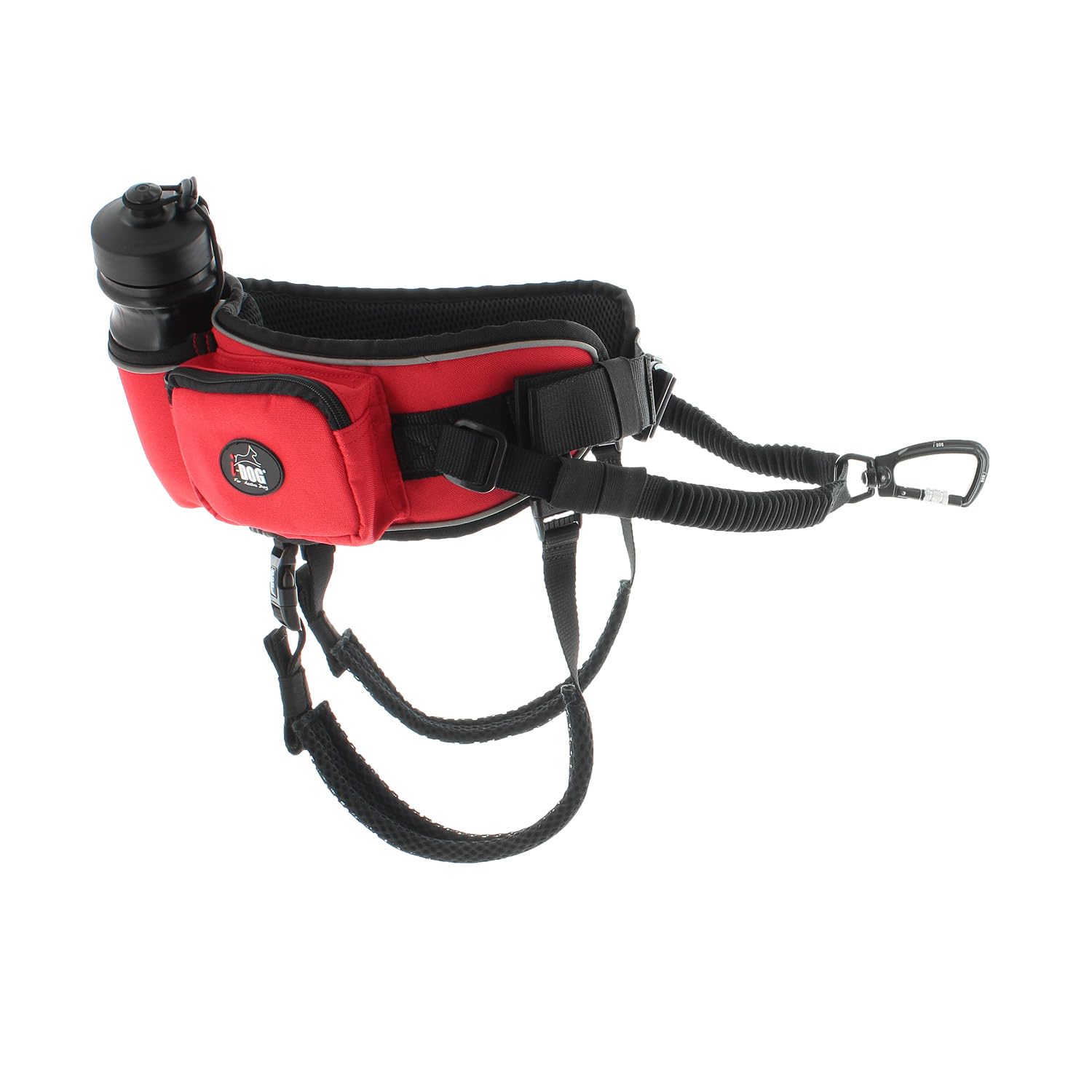 Baudrier Ceinture Confort Trek I-DOG (Marque Française) canicross, cani randonnée, cani Jogging, cani Trail, Utilisation Sportive ou Loisirs pour Courir avec Son Chien, Taille Unique - Rouge