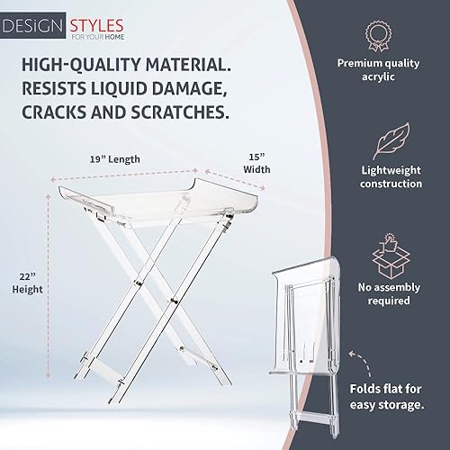 Miniatura 5 de Designstyles Mesa plegable de acrílico - Escritorio moderno y elegante - Mesa de servicio de cocina y bar - Elegante diseño transparente (ahumado y