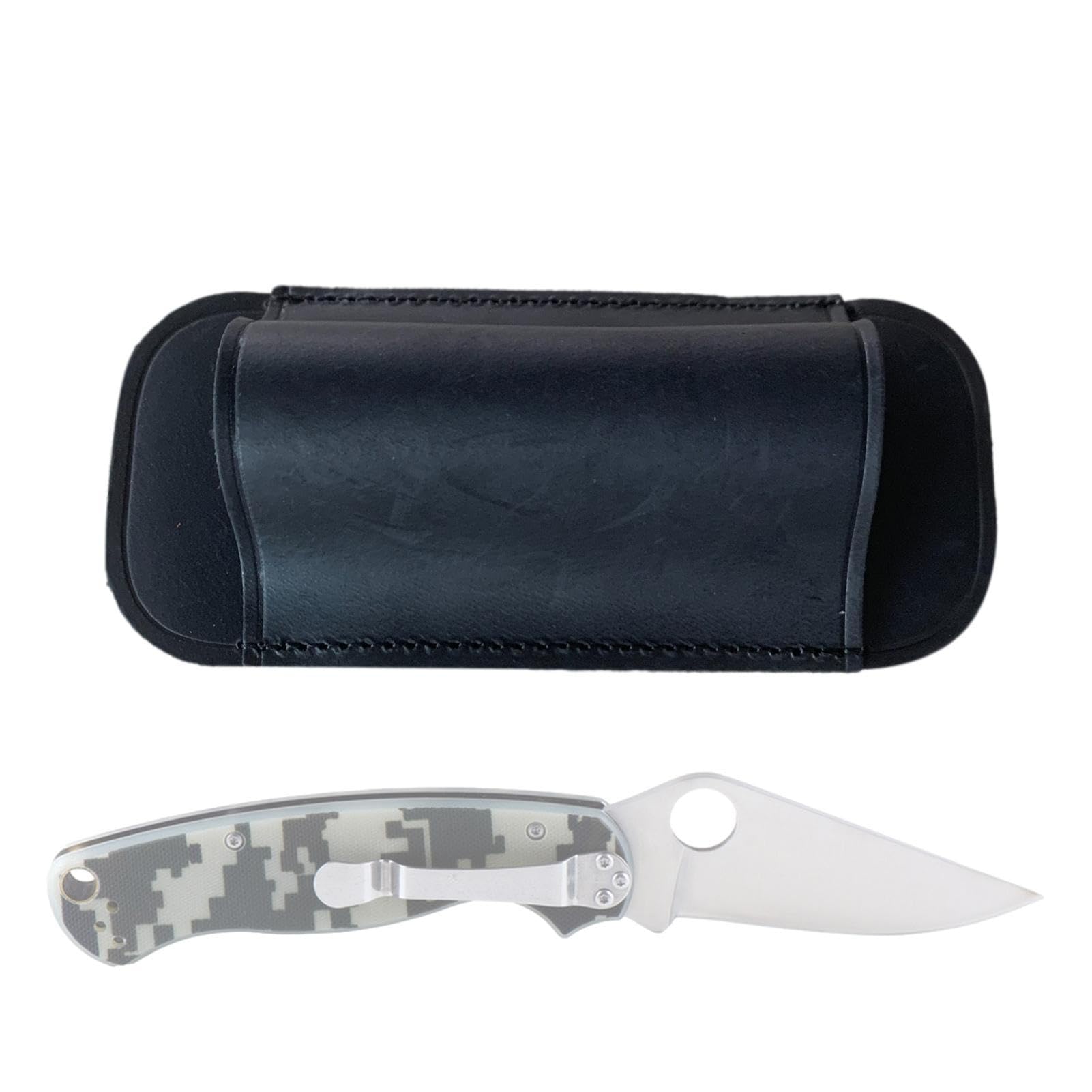 Aznever Black Pocket Knives Sheath | Pocket Knives Folding Edcs Belt Knives Holster,2.16X0.98x4.72in Edcs Leather Sheath Belt Knives Holster For Fishing, Picnic